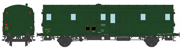 REE Modeles VB-318 - French SNCF OCEM 32 Luggage Van, green 306, 3 headligths, South-West SNCF N°49816 Era III